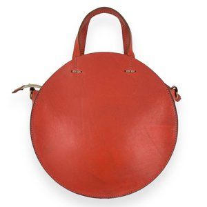 Clare V. Red Orange "Alistair" Leather Circle Crossbody Bag
